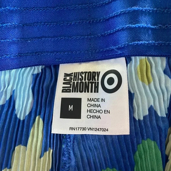 Blue Paper Bag Blue Flower Pleated Pants M - Picture 4 of 4